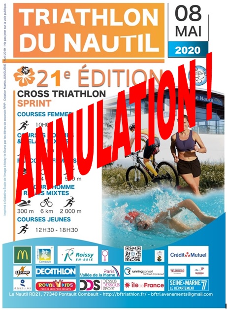 Annulation du Triathlon du Nautil du 8 mai 2020 !
